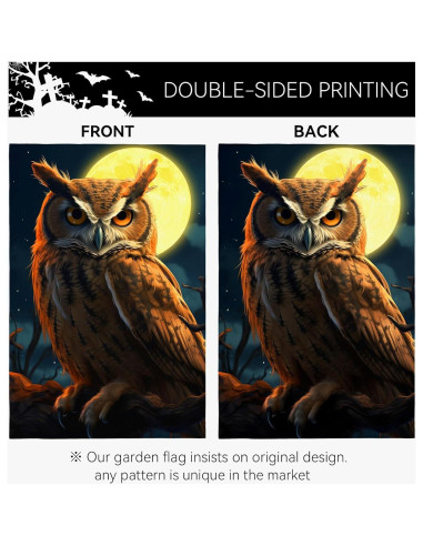 Bandera de Jardín Doble Cara Búho 30x46 cm Poliester