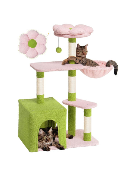 Árbol para Gatos Aechonow Floral 104.6 cm con Cueva Grande