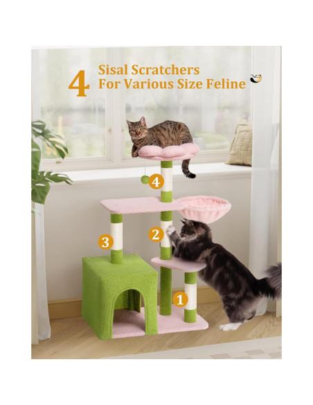 Árbol para Gatos Aechonow Floral 104.6 cm con Cueva Grande