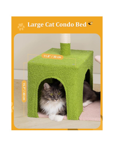 Árbol para Gatos Aechonow Floral 104.6 cm con Cueva Grande