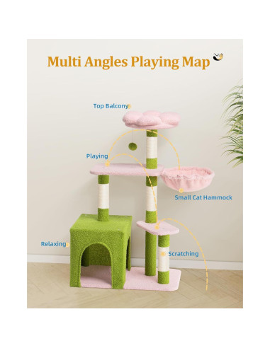 Árbol para Gatos Aechonow Floral 104.6 cm con Cueva Grande