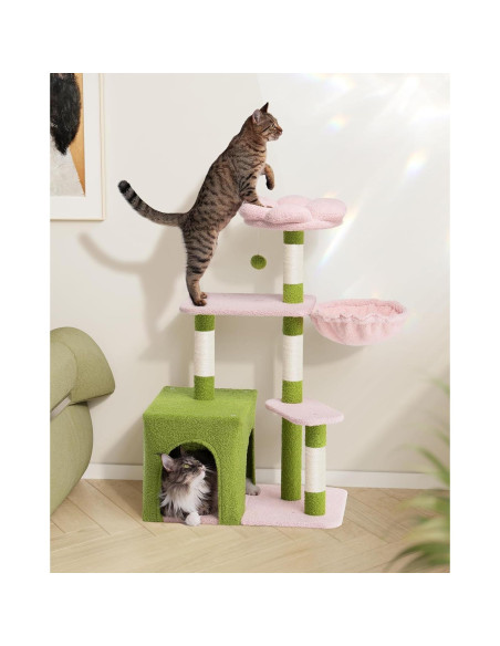 Árbol para Gatos Aechonow Floral 104.6 cm con Cueva Grande