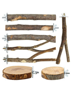 8 Perchas de Madera Natural para Aves CZWESTC - 15 cm
