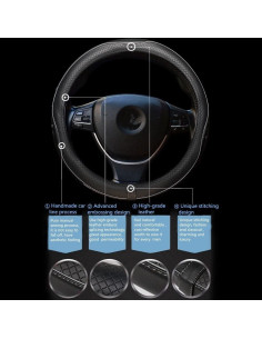 Funda para Volante de Coche ESEWALAS Cuero Antideslizante 36.83-38.1 cm 2