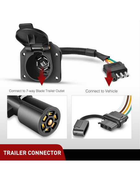 Adaptador de Remolque Nilight 4 Vías Planas a 7 Vías Redondas