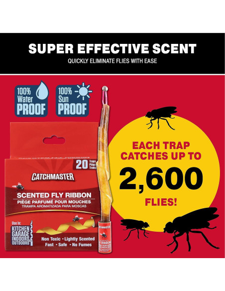 Trampa Adhesiva para Moscas Catchmaster 96 Piezas No Tóxica