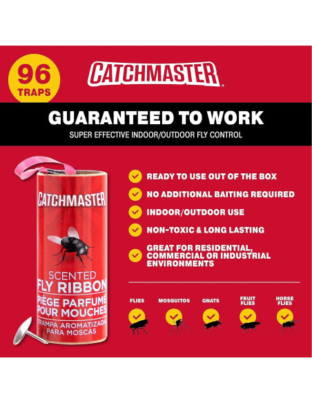 Trampa Adhesiva para Moscas Catchmaster 96 Piezas No Tóxica