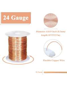 Alambre de Cobre Puro 24 Gauge HWYEE 57m para Manualidades 2