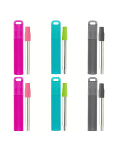 Pajitas Reutilizables Plegables NAIVELY 6 Pack Acero Inoxidable