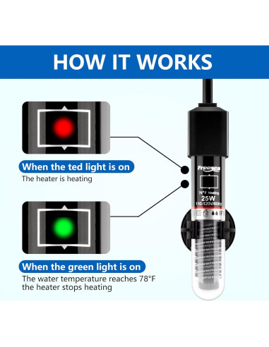 Calentador de Acuario FREESEA 25W Sumergible para Betta