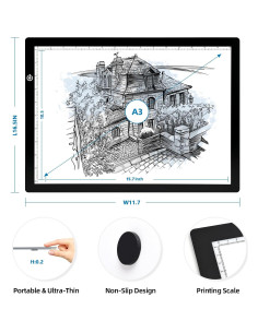 LooEooDoo A3 Luz Pad LED Ajustable para Arte y Esbozo 2