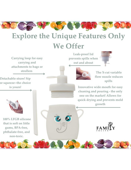 Bolsas Reutilizables de Silicona FAMILY FRUITS 2 Unidades Elefante