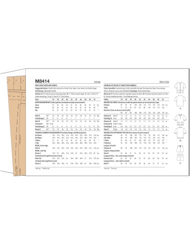 Kit de Patrón de Costura McCall's M8414 para Hombre Tallas 44-52