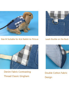 Arnés y Correa para Conejo Vehomy Denim Ajustable S 2