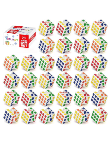 Paquete de 32 Mini Cubos de Rompecabezas TBFUNNY 3x3 para Niños