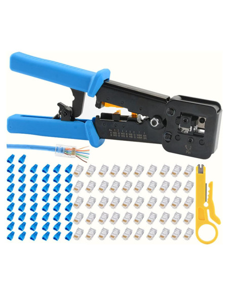 Crimpadora Ethernet LSLANSOON RJ45 Cat6 con 50 Conectores