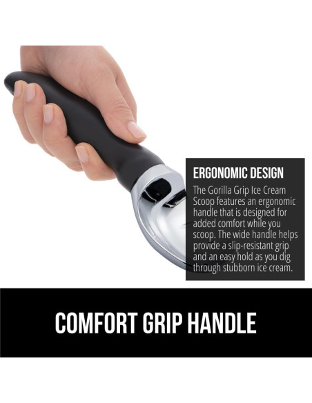 Cucharón de Helado Gorilla Grip Negro Ergonómico 19cm