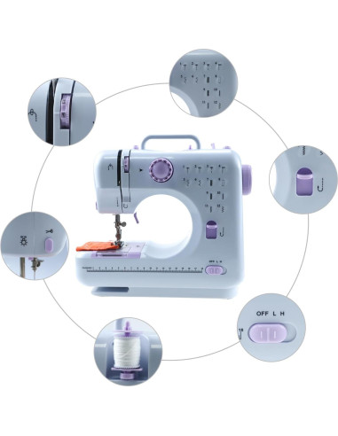 Máquina de Coser Eléctrica Portátil ML241214 12 Puntadas LED