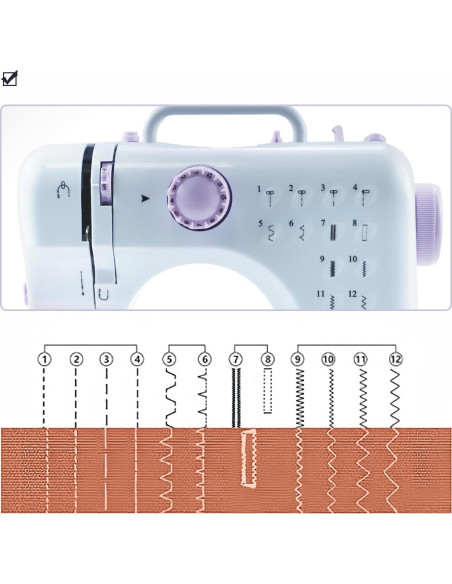 Máquina de Coser Eléctrica Portátil ML241214 12 Puntadas LED