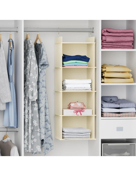 Organizador Colgante de Closet YOUDENOVA 4 Niveles Beige