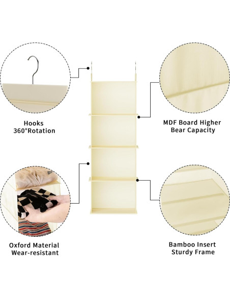 Organizador Colgante de Closet YOUDENOVA 4 Niveles Beige