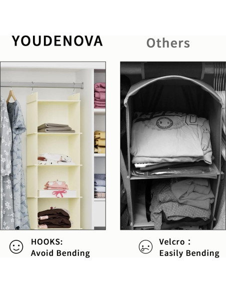 Organizador Colgante de Closet YOUDENOVA 4 Niveles Beige