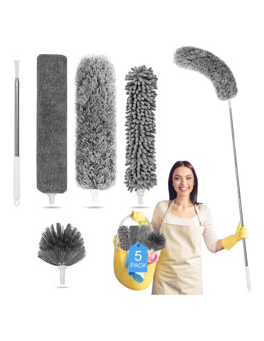 Kit de Plumeros Tiumso 5 en 1 Extensible 254 cm Microfibra
