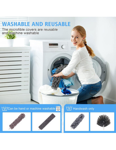 Kit de Plumeros Tiumso 5 en 1 Extensible 254 cm Microfibra