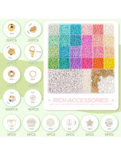 Kit de cuentas de vidrio 3 mm TEXGIZRLY 10000 piezas 24 colores 2