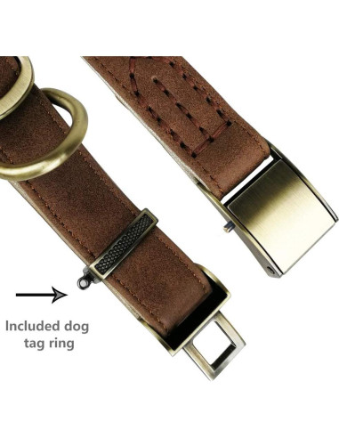 Collar de perro de cuero Chede pequeño 10-12.5 cm marrón