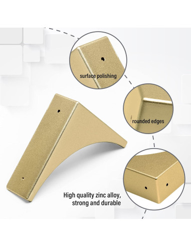 BokWin Protectores de Esquinas de Zinc Dorados 4 Pcs 65mm