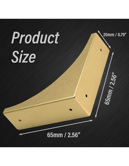 BokWin Protectores de Esquinas de Zinc Dorados 4 Pcs 65mm