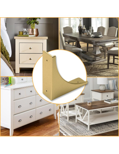 BokWin Protectores de Esquinas de Zinc Dorados 4 Pcs 65mm