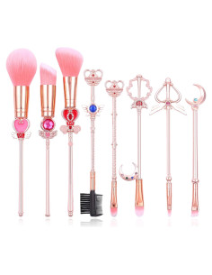 Conjunto de Pinceles de Maquillaje YUBUYU - 8 Piezas Anime Rosa