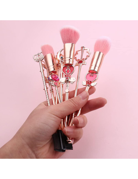 Conjunto de Pinceles de Maquillaje YUBUYU - 8 Piezas Anime Rosa