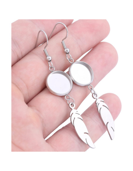 20 Piezas Base de Pendientes Reidgaller Acero Inoxidable 12mm