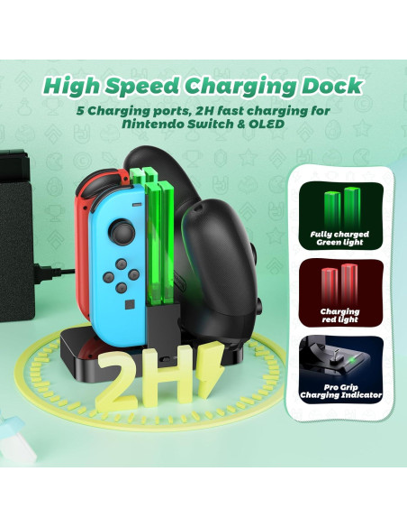 Cargador Rápido FastSnail para Joy-Con y Controlador Pro Switch