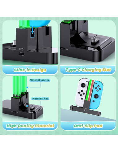 Cargador Rápido FastSnail para Joy-Con y Controlador Pro Switch