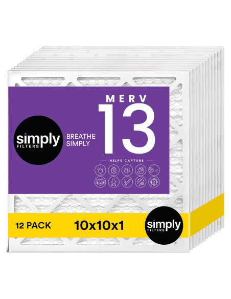 Filtro de Aire Simply MERV 13 10x10x1 Paquete de 12 Filtro de Aire Simply MERV 13 10x10x1 Paquete de 12