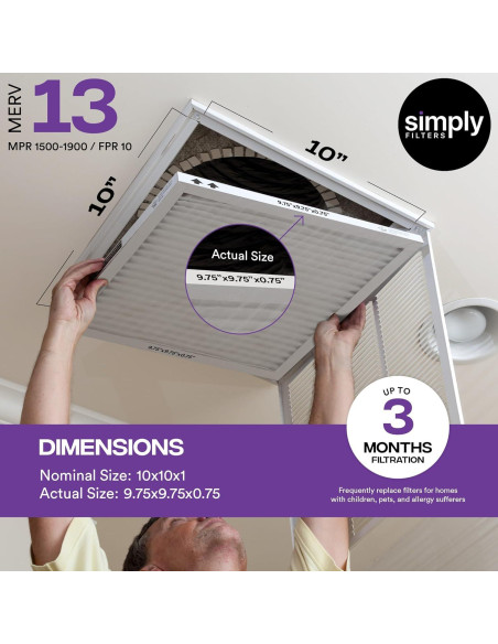 Filtro de Aire Simply MERV 13 10x10x1 Paquete de 12 Filtro de Aire Simply MERV 13 10x10x1 Paquete de 12