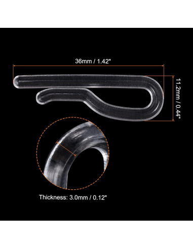 100 Clips de Cocodrilo de Plástico Transparente uxcell 36x11.2mm