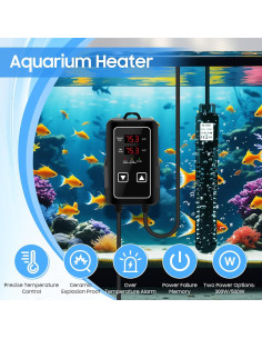 Calentador de Acuario ZESTEFY 500W con Control LED Digital 2