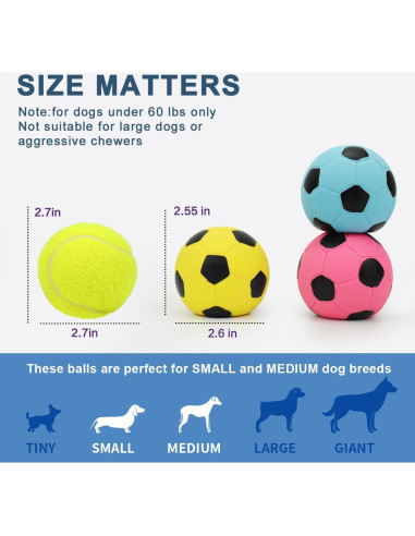 Pelotas Squeaky para Perros Pawdoer - 3 Unidades 6.6 cm