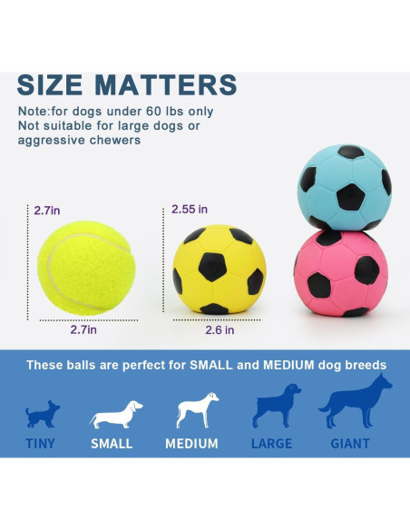 Pelotas Squeaky para Perros Pawdoer - 3 Unidades 6.6 cm