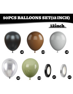 Globos de Fiesta Sowide 50 Piezas 30 cm Negros Verdes Grises 2