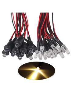 Kit 40 Diodos LED Amarillos 5mm Preconectados 12V ATNSINC