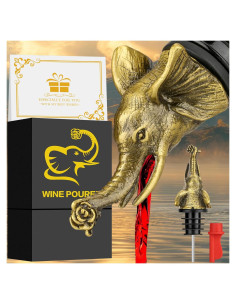 Vertedor y Tapón de Vino Elefante LULLEA Bronce 2-en-1