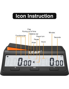 Reloj Digital de Ajedrez LEAP con Bonificación y Alarma 2