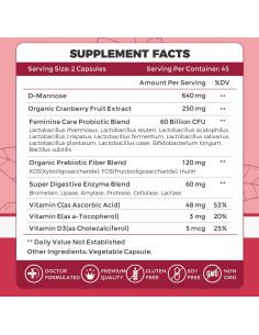 Suplemento Urinario ZEBORA para Mujeres - 90 Cápsulas Probioticos 2