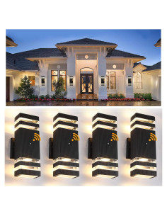 Luces de Pared Exteriores BOXCUPIN con Sensor Dusk a Dawn 4 Pzas